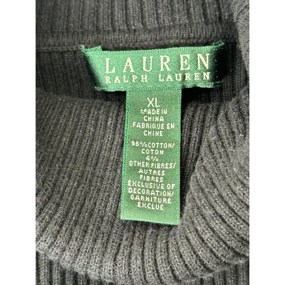 Lauren Ralph Lauren Turtleneck Sweater Black Gold Metallic Winter Comfy Work XL - Picture 3 of 8